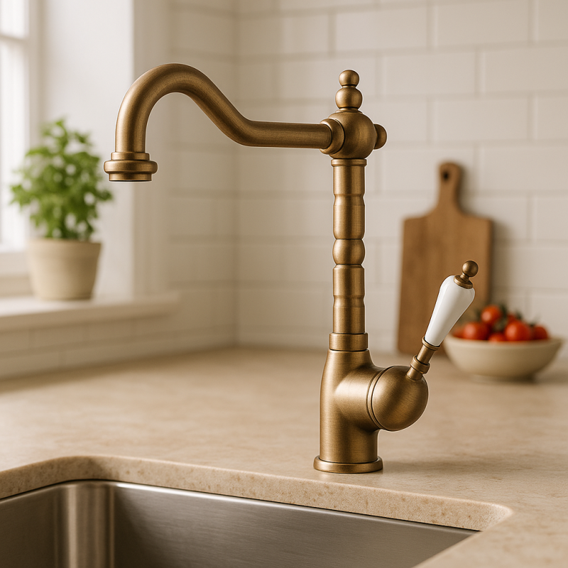 Grifo de cocina DEMM Nostalgic con caño giratorio Bronce clásico 1208947363